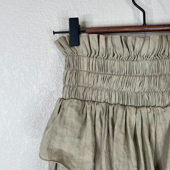 Isabel Marant Etoile Women's Smocked Waist Ruffled Hem Mini Skirt Squirrel SZ 36 - Picture 3 of 15